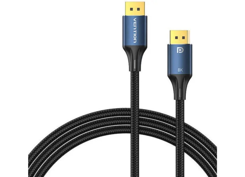 Vention Καλώδιο Εικόνας Cotton Braided Male To Male 8K 1.5m Display Port Μπλε