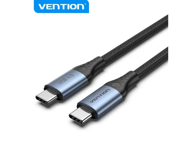 VENTION COTTON BRAIDED USB-C 4.0 MALE TO C MALE 5A CABLE 1M (ALUMINUM GRAY)
