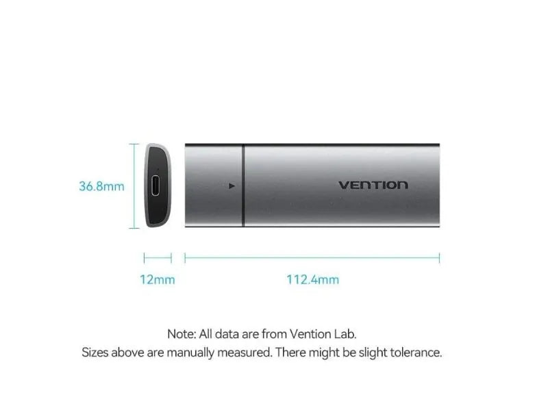 VENTION M.2 NGFF Θήκη για Σκληρό Δίσκο SSD USB 3.1 GEN 1-C (GRAY ALUMINUM)