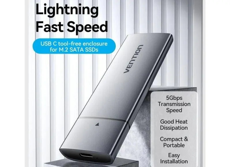 VENTION M.2 NGFF Θήκη για Σκληρό Δίσκο SSD USB 3.1 GEN 1-C (GRAY ALUMINUM)