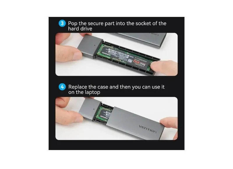 VENTION M.2 NGFF Θήκη για Σκληρό Δίσκο SSD USB 3.1 GEN 1-C (GRAY ALUMINUM)