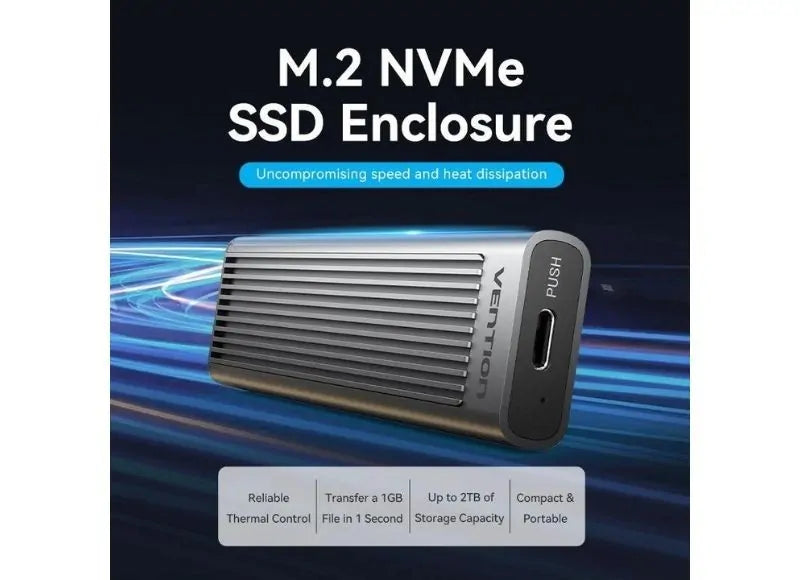 VENTION M.2 NVME Θήκη για Σκληρό Δίσκο SSD USB 3.1 GEN 2-C (GRAY ALUMINUM)