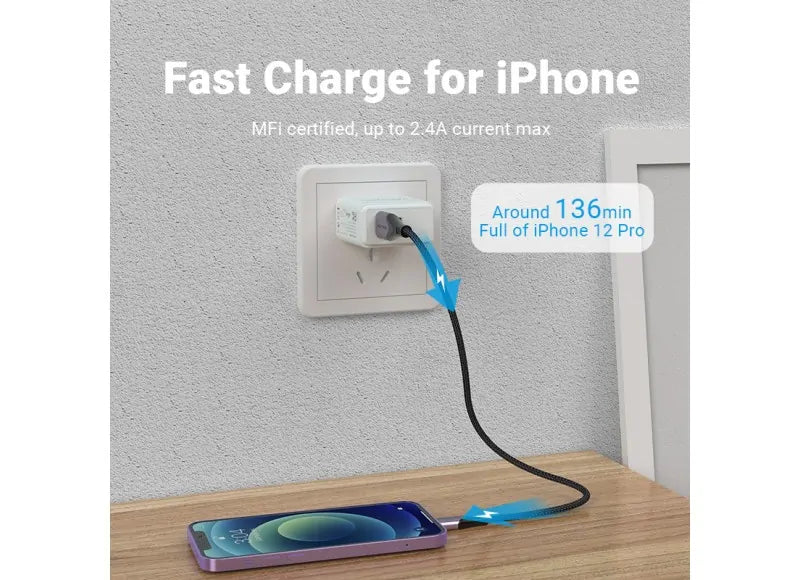 VENTION USB-A 2.0 TO LIGHTNING CABLE 1M (ALUMINUM PURPLE)