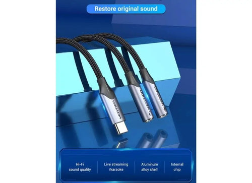 Vention Καλώδιο Ήχου USB-C Male To Trs Audio & Mic Jack 0.3m Gray Aluminum