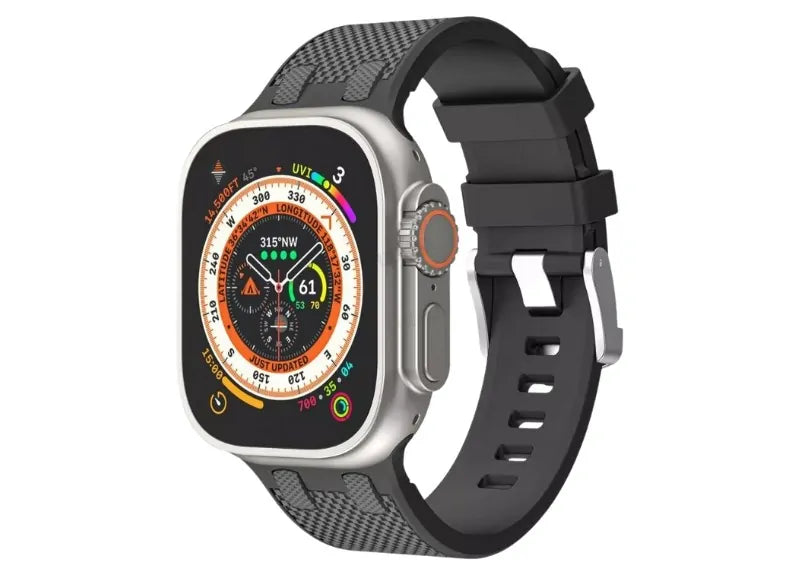 WIWU KYLIN SILICON WATCH BANDFOR APPLE WATCH 42/44/45/49MM SMARTWATCH STRAP (BLACK)