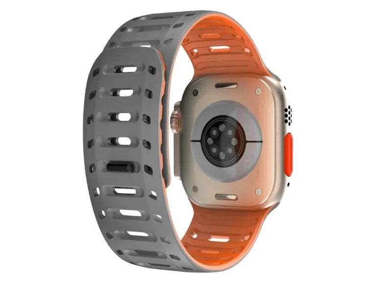 WIWU SILICONE AND METAL STRAP FOR APPLE WATCH 42/44/45/49MM SMARTWATCH STRAP (GREY ORANGE)
