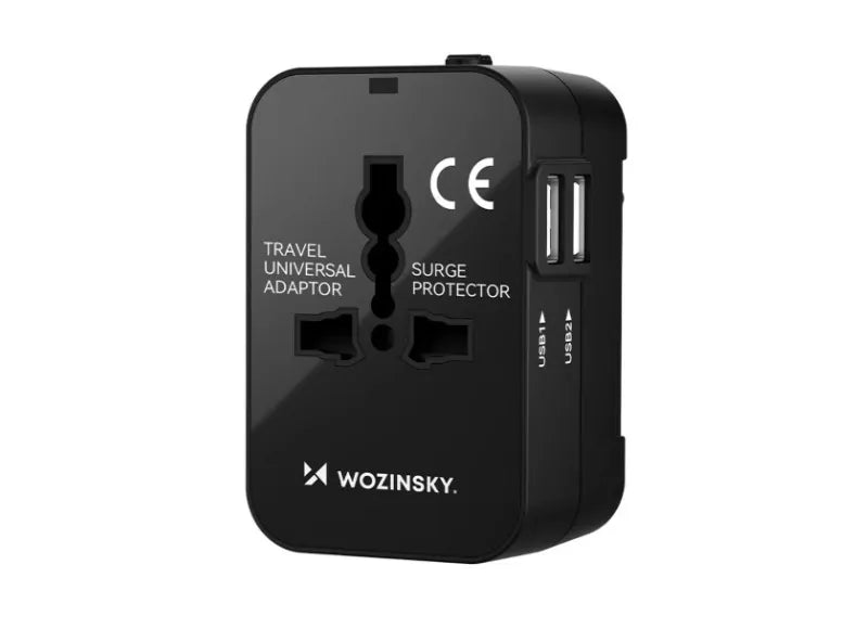 WOZINSKY TRAVEL ADAPTER UNIVERSAL 24W 2X USB-A TRAVEL CHARGER (BLACK)