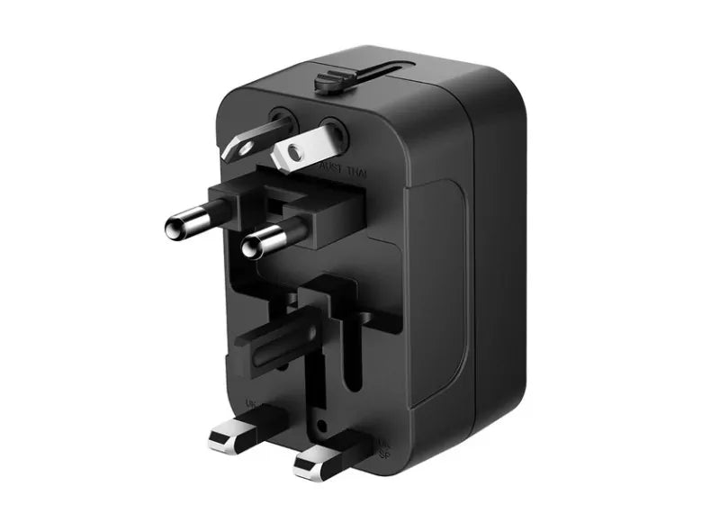 WOZINSKY TRAVEL ADAPTER UNIVERSAL 24W 2X USB-A ΦΟΡΤΙΣΤΗΣ ΤΑΞΙΔΙΟΥ (BLACK)
