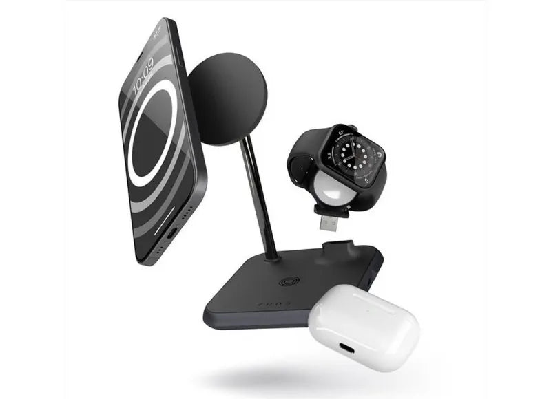 ZENS (4IN1) WIRELESS CHARGER 2x10W - (ALUMINUM,BLACK)