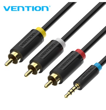 VENTION 2.5MM MALE TO 3 RCA MALE AV CABLE 2M (BLACK)
