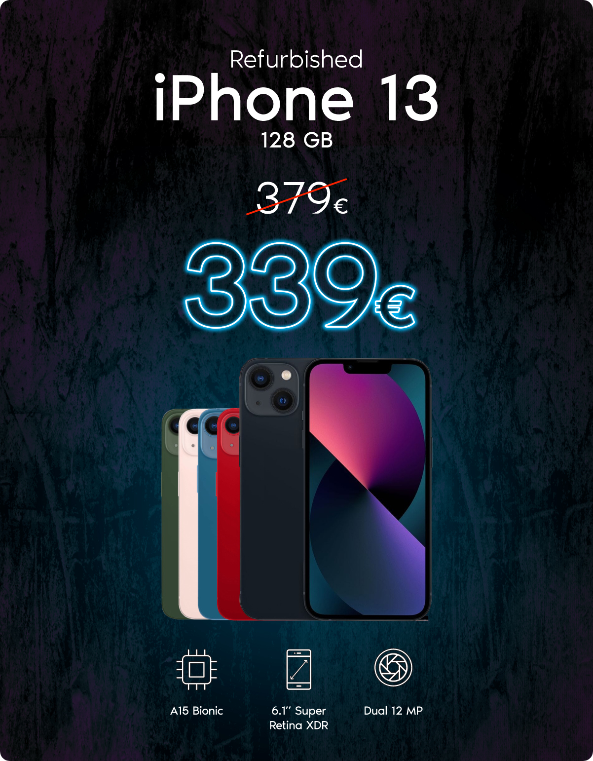 iPhone 13 128GB Refurbished Κάμερα που πρωταγωνιστεί. Ταχύτητα που εντυπωσιάζει.- TheFixers - Black Friday Deals